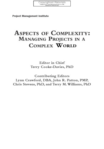 Aspects of Complexity - Managing Projects in a Complex World