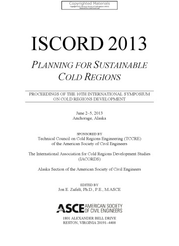 ISCORD 2013 - Planning for Sustainable Cold Regions