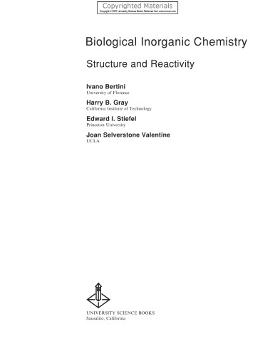 Biological Inorganic Chemistry - Structure and Reactivity