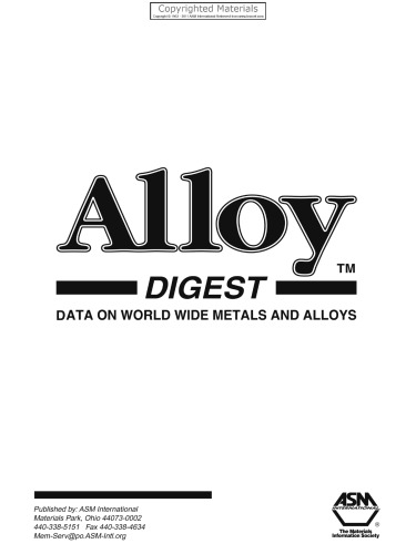 Alloy Digest - Data on World Wide Metals and Alloys