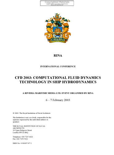 CFD 2003 - Computational Fluid Dynamics Technology in Ship Hydrodynamics