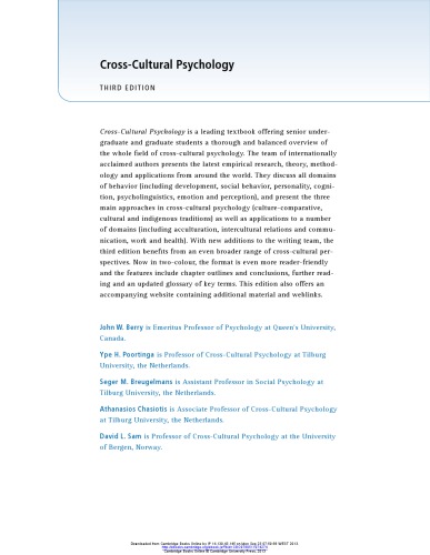 Cross-Cultural Psychology: Research and Applications