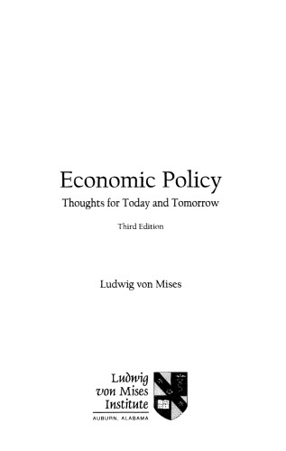 Economic Policy: Thoughts for Today and Tomorrow