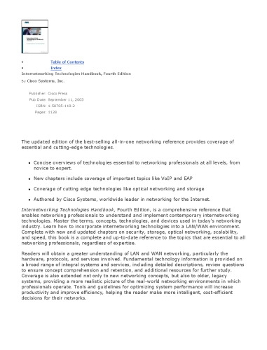 Internetworking Technologies Handbook