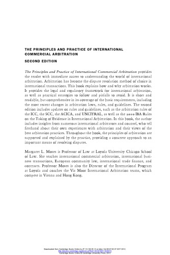 The Principles and Practice of International Commercial Arbitration