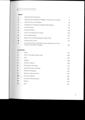 Manufacturing operations strategy