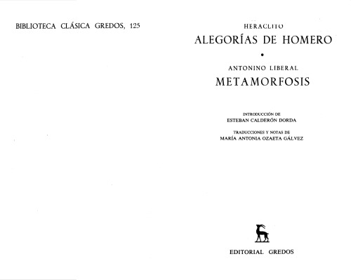 Alegorнas de Homero. Antonino Liberal, Metamorfosis