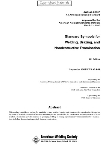 Standard symbols for welding, brazing and nondestructive examination