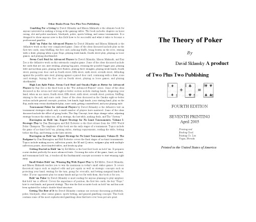 The Theory of Poker, Two Plus Two