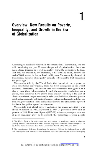 Imagine There's No Country: Poverty Inequality and Growth in the Era of Globalization