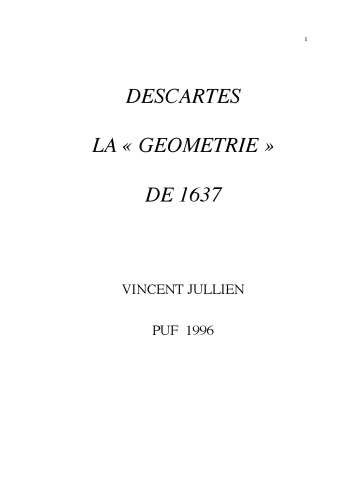 Descartes, la Géométrie de 1637