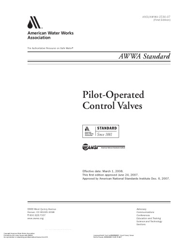 AWWA standard [for] pilot-operated control valves