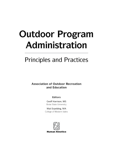 Outdoor program administration : principles and practices