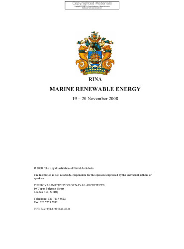 Marine Renewable Energy 19 – 20 November 2008