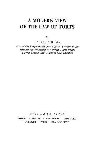 A Modern View of the Law of Torts