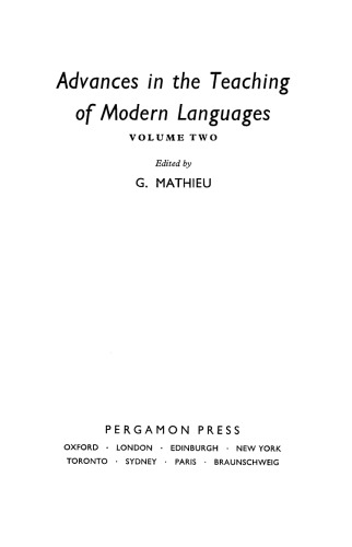 Advances in the Teaching of Modern Languages