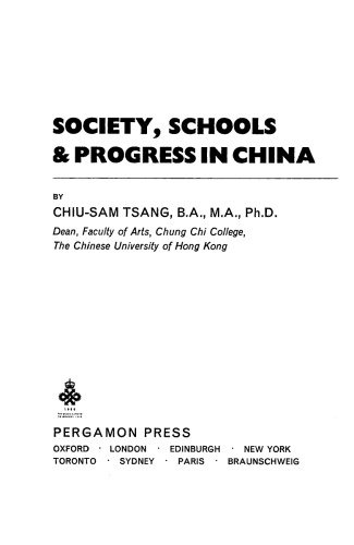 Society, Schools and Progress in China