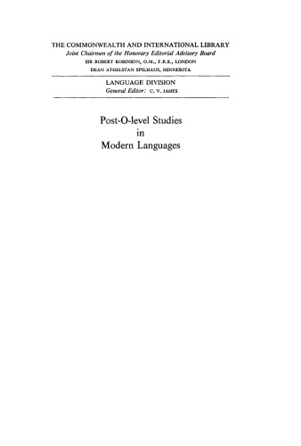 Post-O-level Studies in Modern Languages. Language Division