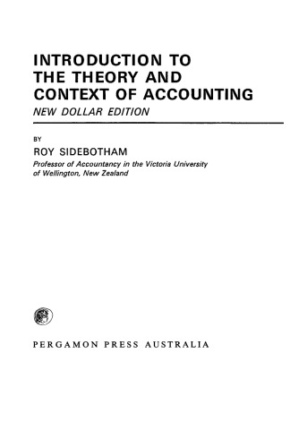 Introduction to the Theory and Context of Accounting