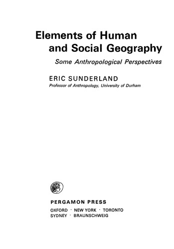 Elements of Human and Social Geography. Some Anthropological Perspectives