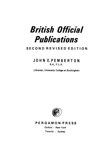 British Official Publications. Library and Technical Information