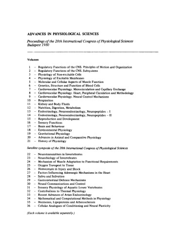 Molecular and Cellular Aspects of Muscle Function. Proceedings of the 28th International Congress of Physiological Sciences Budapest 1980, (Including the Proceedings of the Satellite Symposium on Membrane Control of Skeletal Muscle Function)