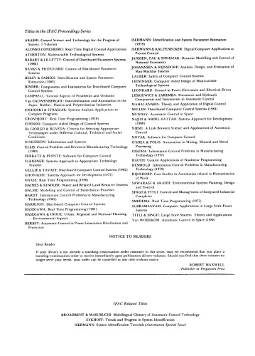 Software for Computer Control 1982. Proceedings of the Third IFAC/IFIP Symposium Madrid, Spain, 5–8 October 1982