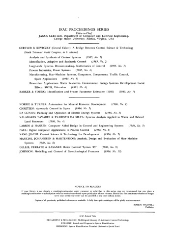 Analysis, Design and Evaluation of Man–Machine Systems. Proceedings of the 2nd IFAC/IFIP/IFORS/IEA Conference, Varese, Italy, 10–12 September 1985