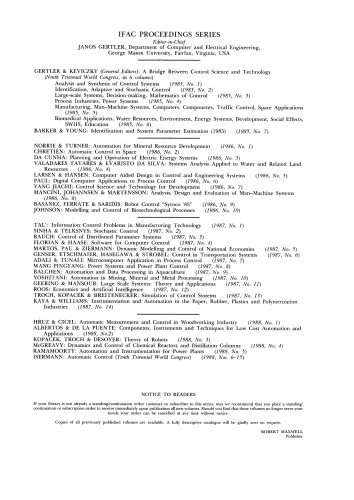 Dynamics and Control of Chemical Reactors and Distillation Columns. Selected Papers from the IFAC Symposium, Bournemouth, UK, 8–10 December 1986