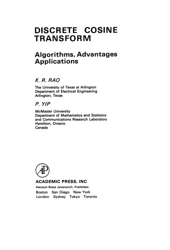 Discrete Cosine Transform. Algorithms, Advantages, Applications