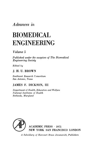 Advances in Biomedical Engineering. Volume 5