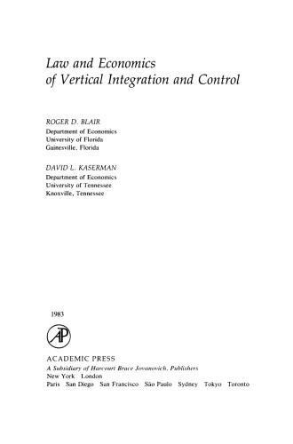 Law and Economics of Vertical Integration and Control