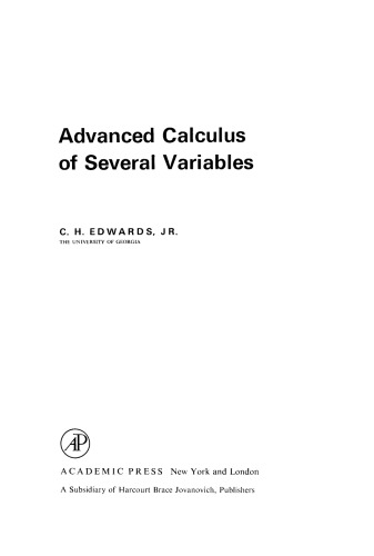 Advanced Calculus of Several Variables