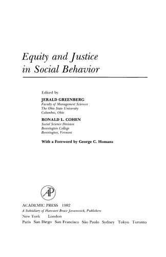 Equity and Justice in Social Behavior