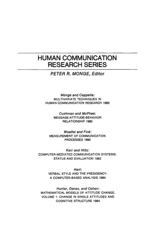 Mathematical Models of Attitude Change. Change in Single Attitudes and Cognitive Structure