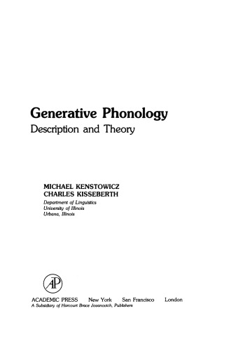 Generative Phonology. Description and Theory