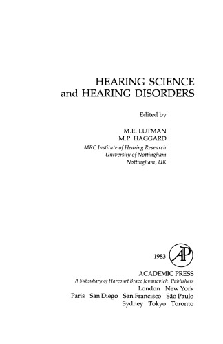 Hearing Science and Hearing Disorders