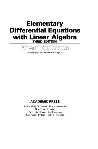 Elementary Differential Equations with Linear Algebra