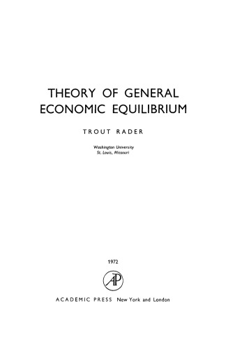 Theory of General Economic Equilibrium