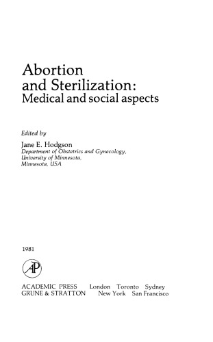 Abortion and Sterilization. Medical and Social Aspects