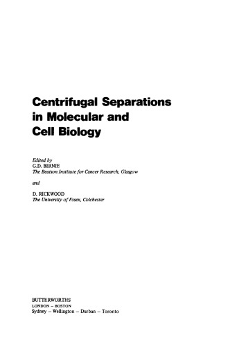 Centrifugal Separations in Molecular and Cell Biology