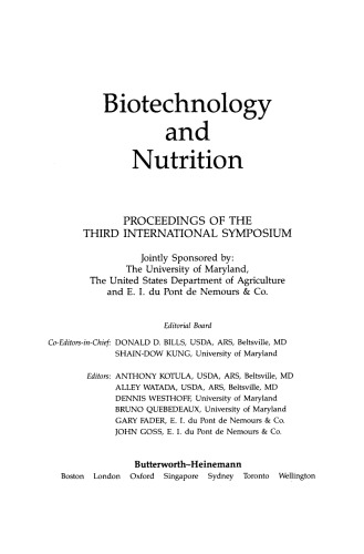 Biotechnology and Nutrition. Proceedings of the Third International Symposium