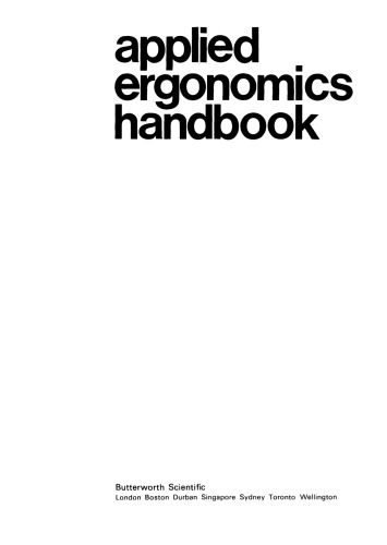 Applied Ergonomics Handbook. Volume 1