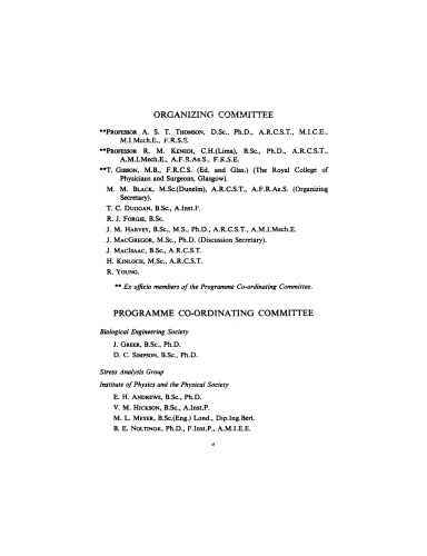 Biomechanics and Related Bio-Engineering Topics. Proceedings of a Symposium Held in Glasgow, September 1964