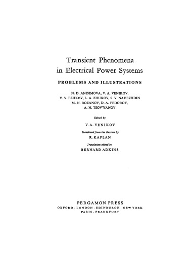 Transient Phenomena in Electrical Power Systems. Problems and Illustrations