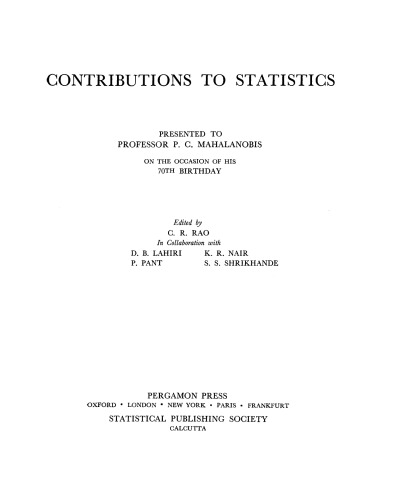 Contributions to Statistics