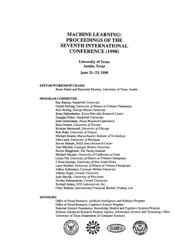 Machine Learning Proceedings 1990. Proceedings of the Seventh International Conference, Austin, Texas, June 21–23, 1990