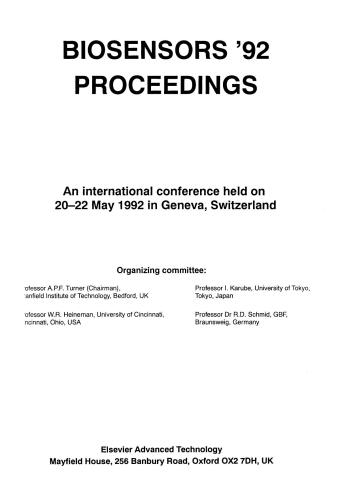 Biosensors '92 Proceedings. The Second World Congress on Biosensors