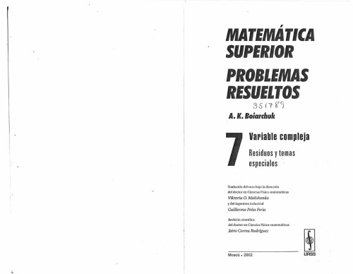 AntiDemidóvich. Matemática superior. Problemas resueltos. Variable compleja: residuos y temas especiales. T.7