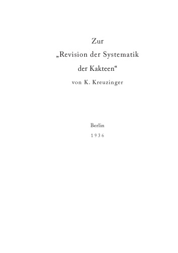 Verzeichnis amerikanischer und anderer sukkulenten, mit revision der systematik der kakteen.